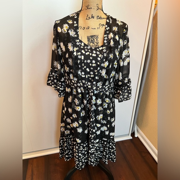 CAbi Black Floral Two Piece High-Low Dress - Picture 1 of 12